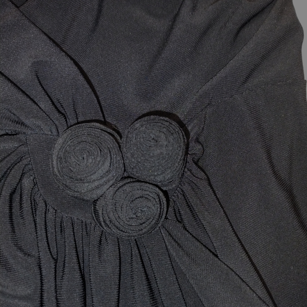Ronnie Nicole black v neck faux wrap/ruching waist sleeveless stretchy dress 14W - Picture 3 of 5